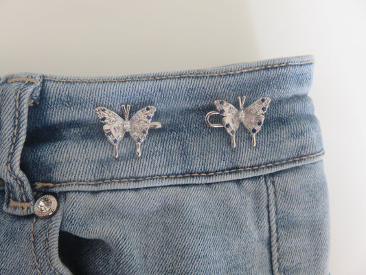 Rhinestone Silver Butterfly Waist Buttons