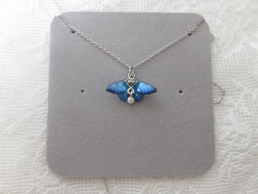 Blue Butterfly Silver Necklace