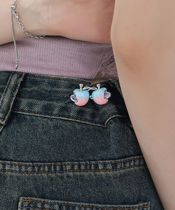 Blue & Pink Apple Waist Buttons