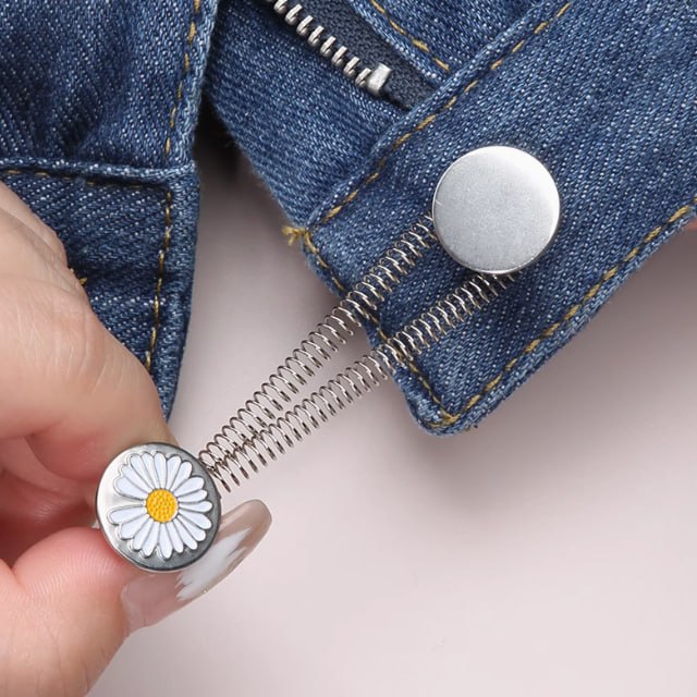 Silver Daisy Waist Expander Button