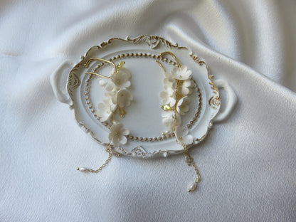 Moonlit Blossom Pearl Drop Earrings