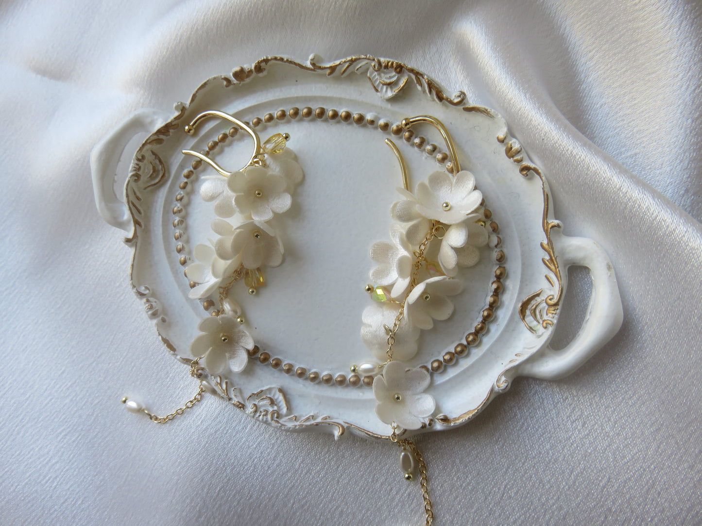 Moonlit Blossom Pearl Drop Earrings