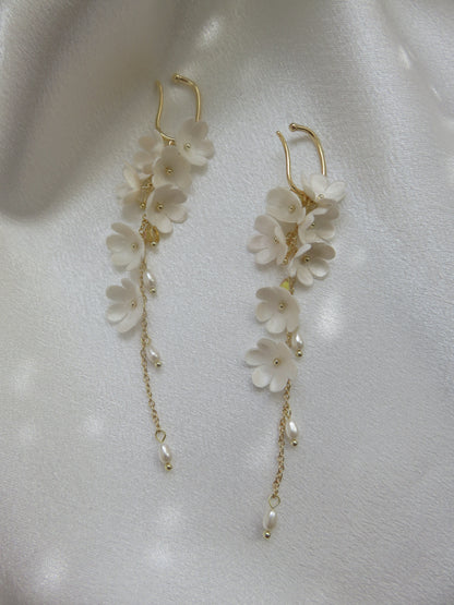 Moonlit Blossom Pearl Drop Earrings