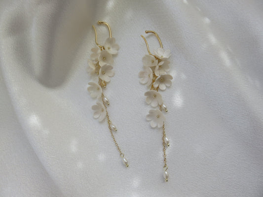 Moonlit Blossom Pearl Drop Earrings