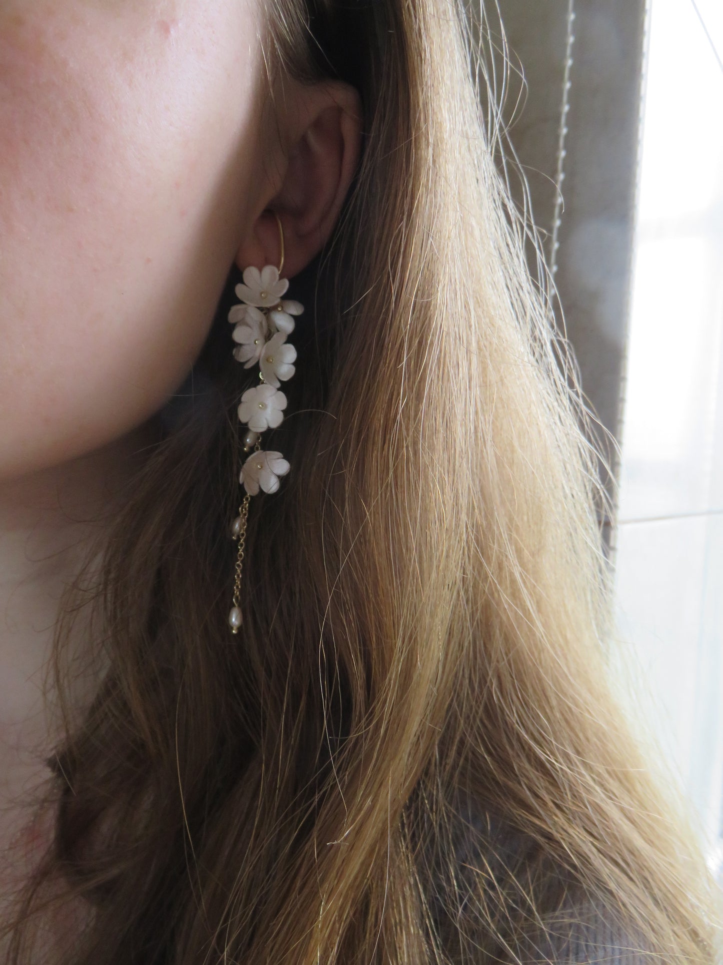 Moonlit Blossom Pearl Drop Earrings