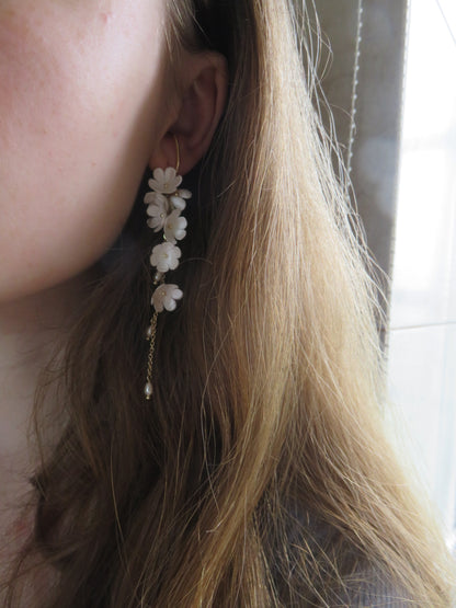 Moonlit Blossom Pearl Drop Earrings