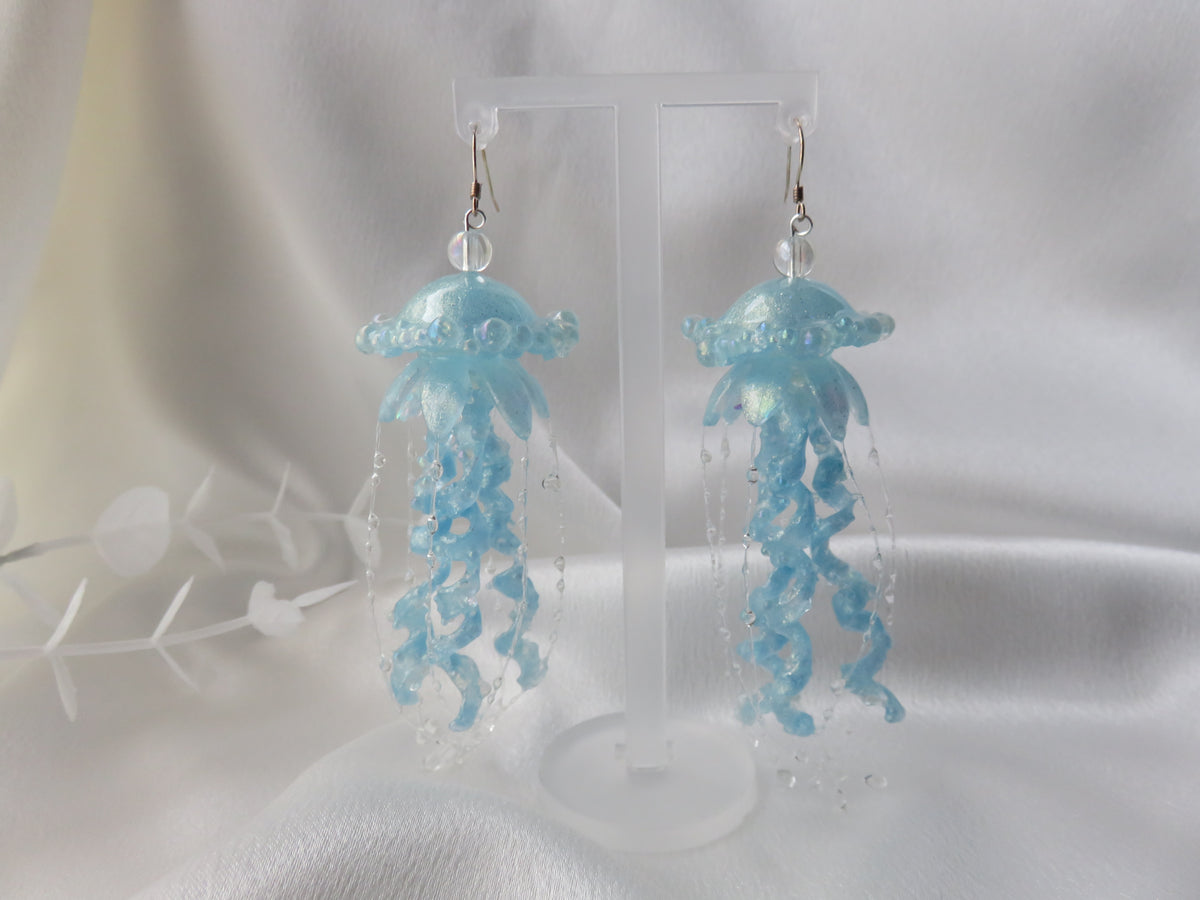 Light Blue Jellyfish Earrings — view 6