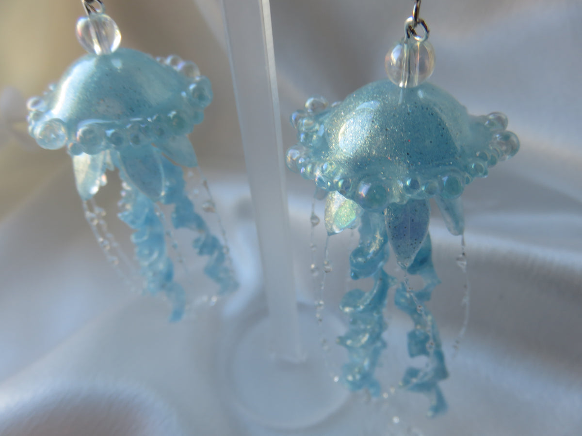 Light Blue Jellyfish Earrings — view 5