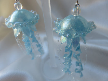 Aqua Jellyfish Statement Earrings