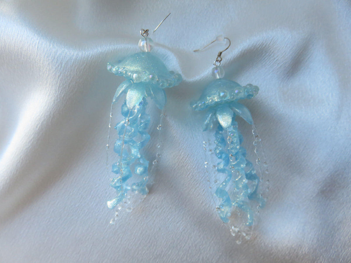 Light Blue Jellyfish Earrings — view 7
