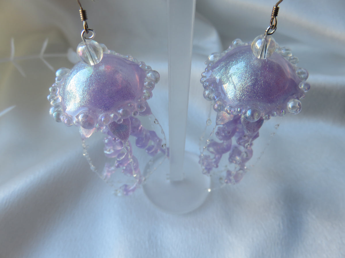 Purple Jellyfish Earrings — view 6