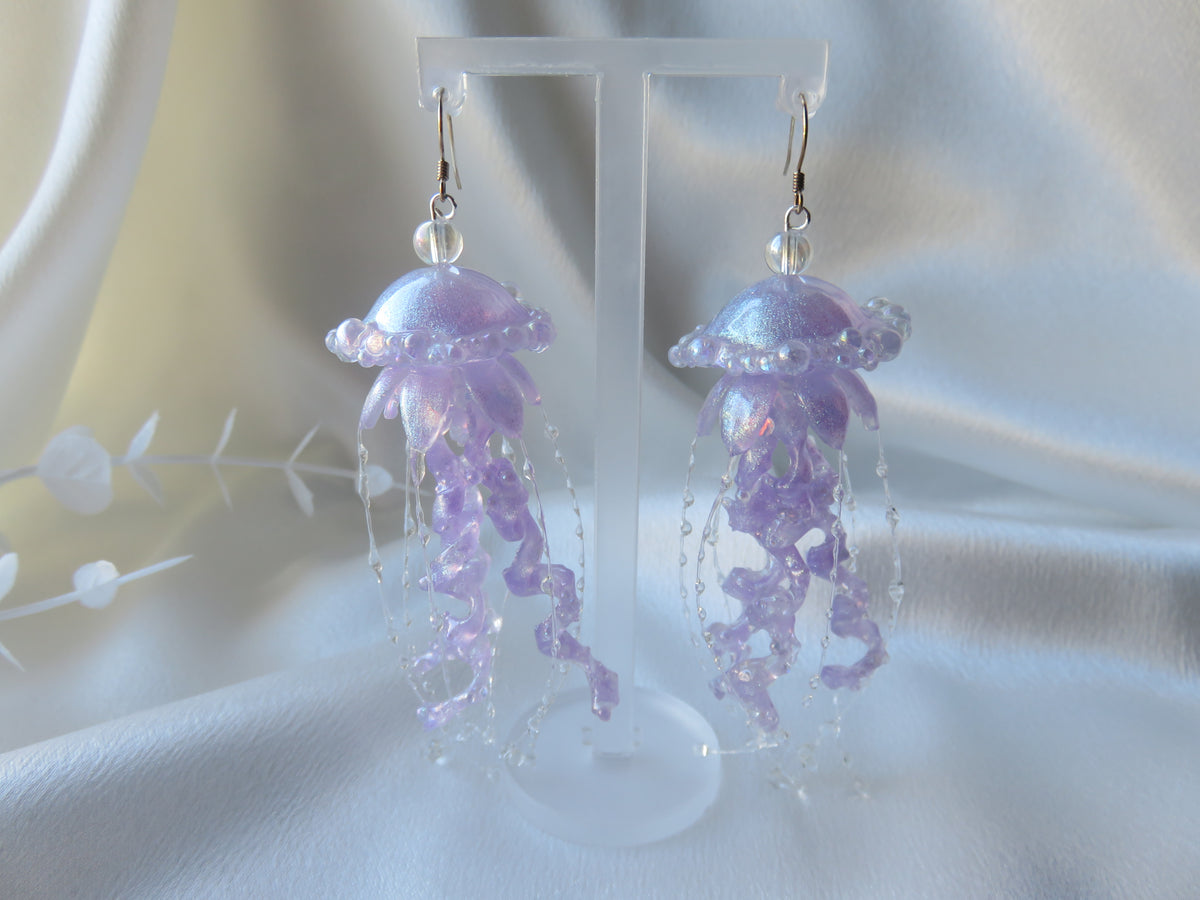 Purple Jellyfish Earrings — view 3