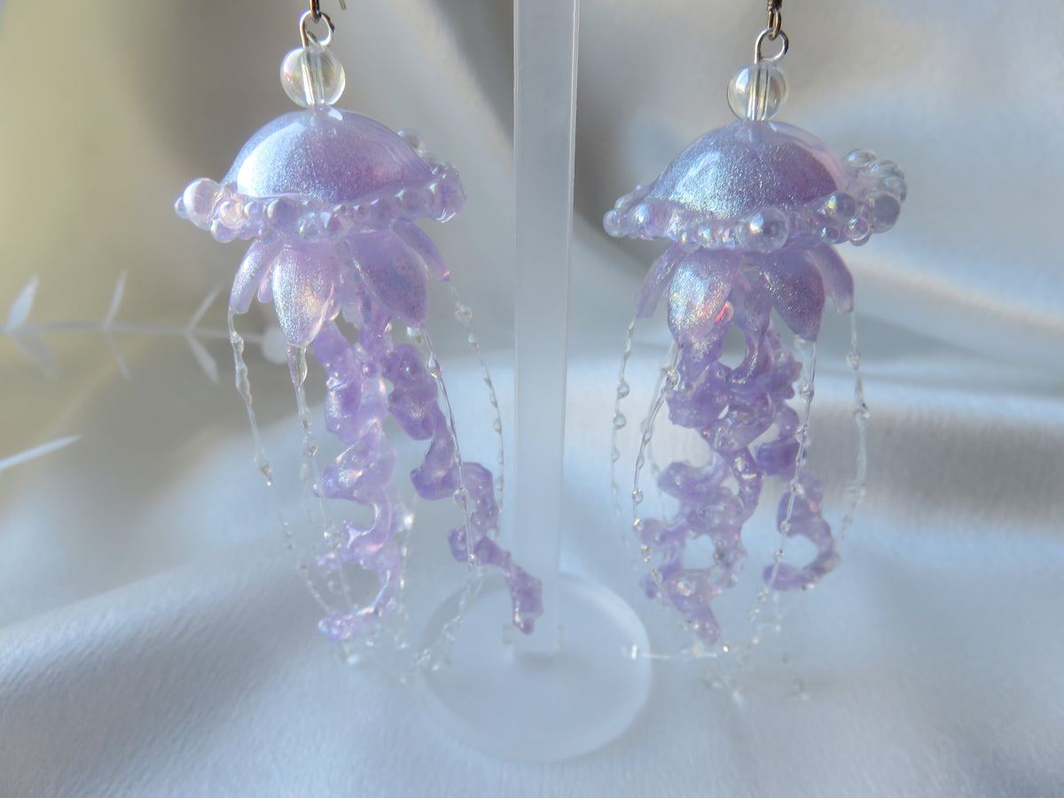 Purple Jellyfish Earrings — view 5