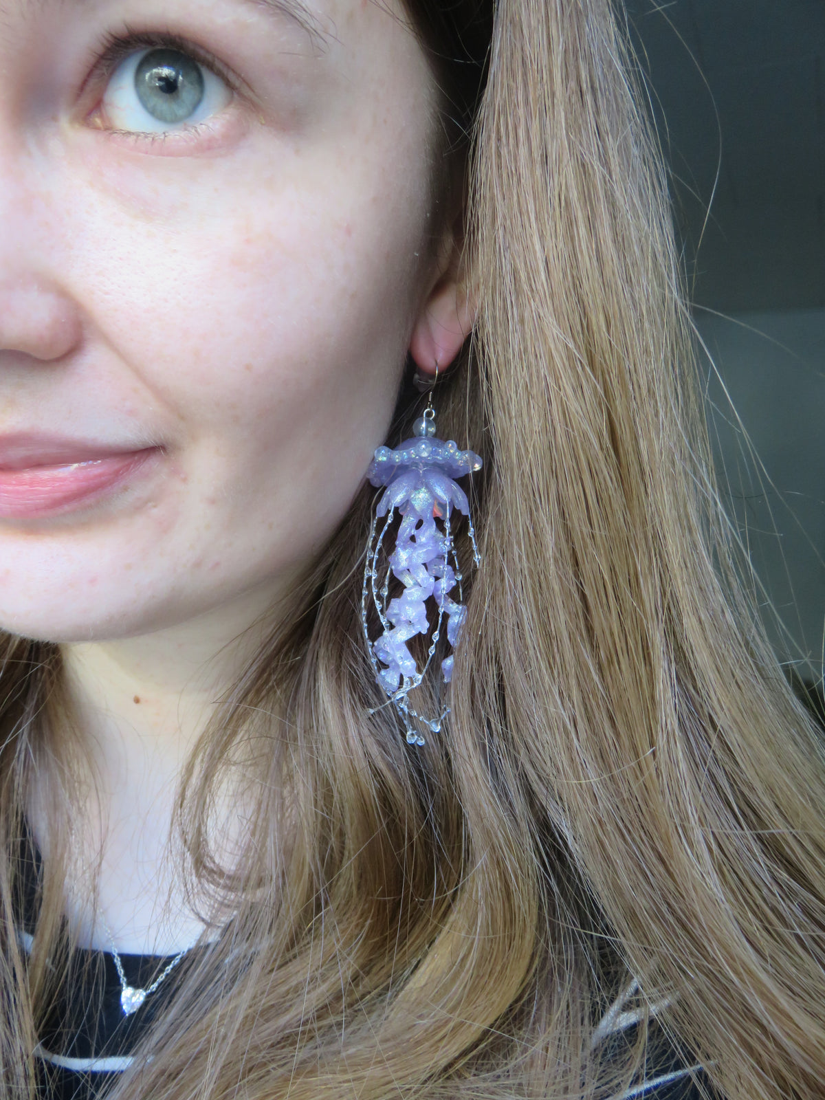 Purple Jellyfish Earrings — view 7