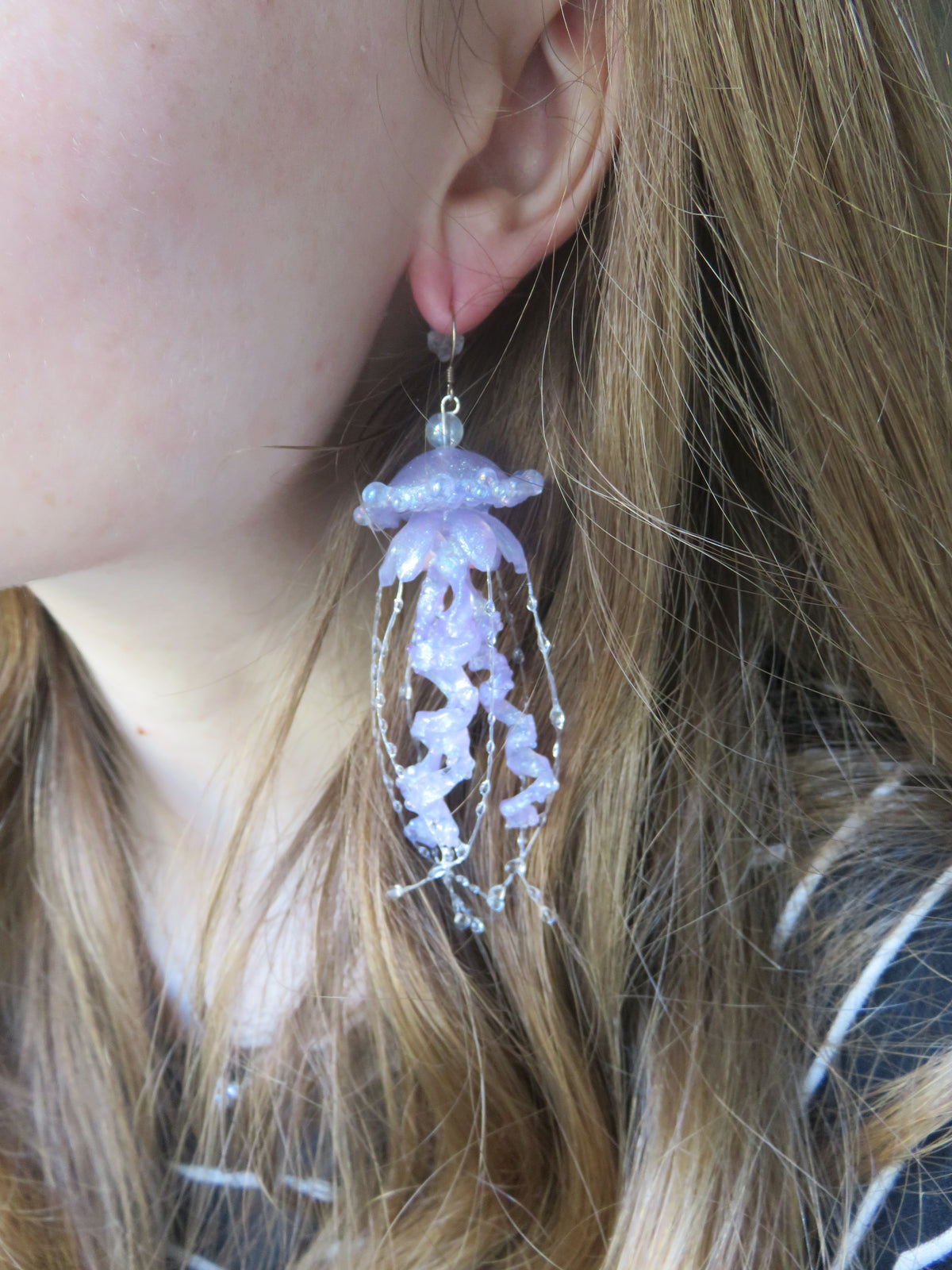 Purple Jellyfish Earrings — view 2