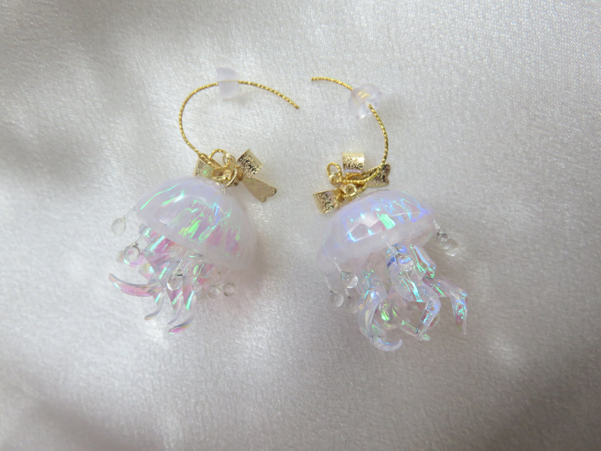 Small Iridescent Jellyfish Earrings — view 6