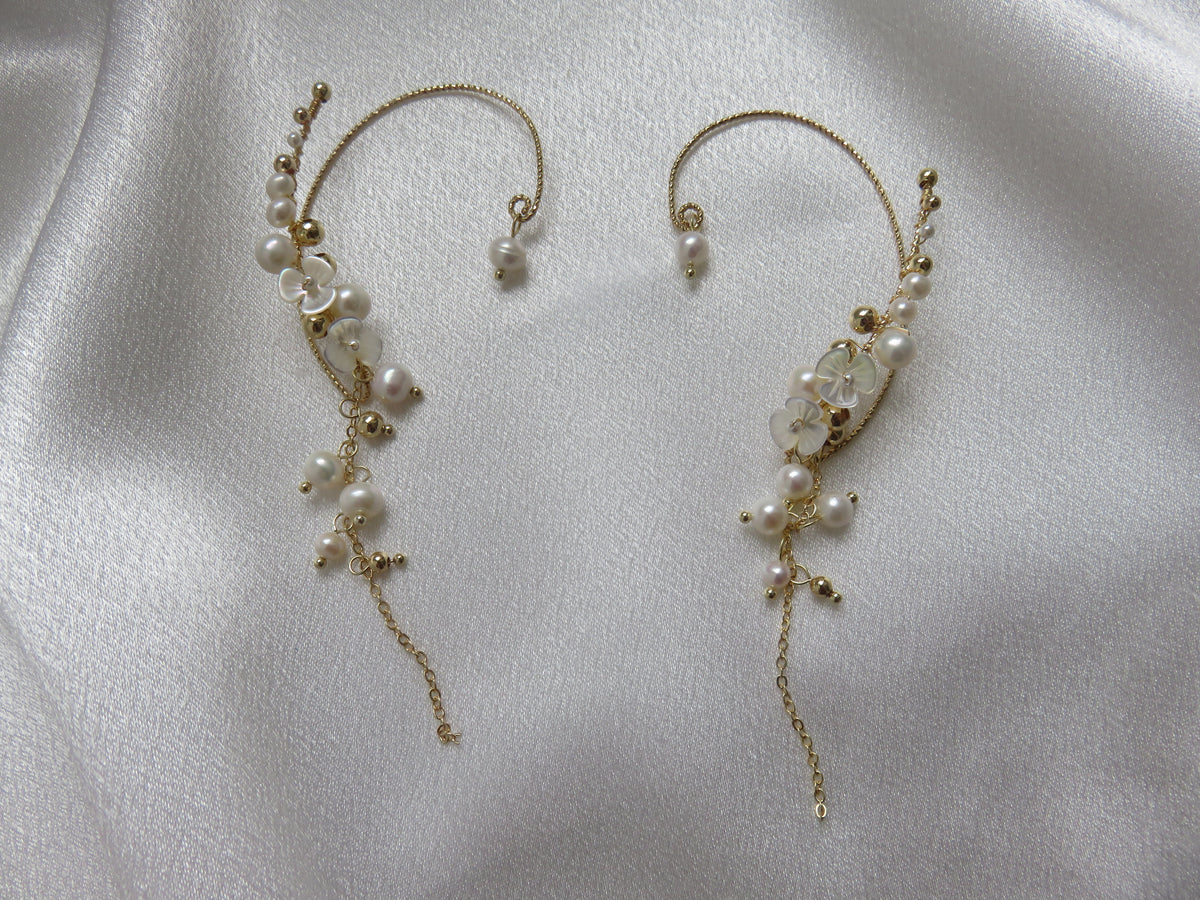 Gold Freshwater Pearl Ear Cuff — view 2