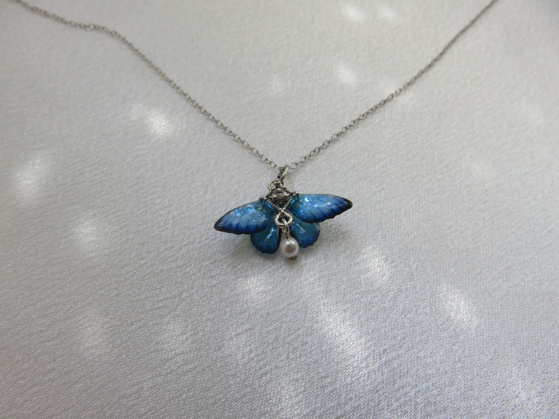 Iridescent Butterfly Pendant Necklace