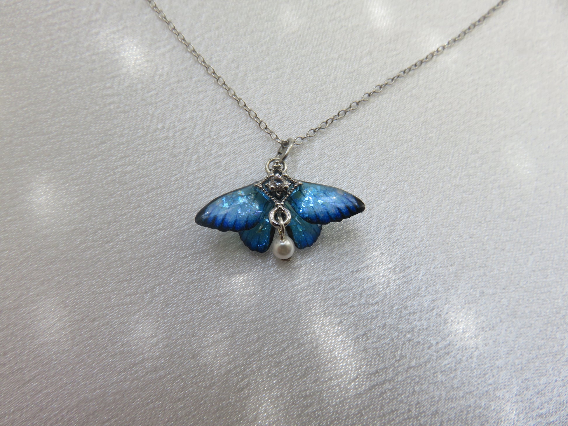 Iridescent Butterfly Pendant Necklace