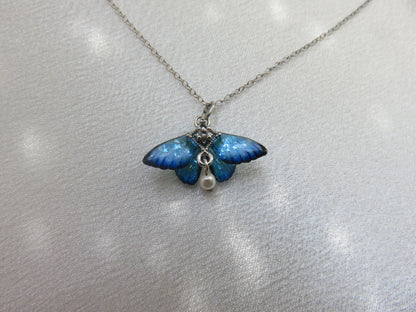 Iridescent Butterfly Pendant Necklace