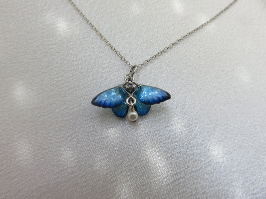 Iridescent Butterfly Pendant Necklace