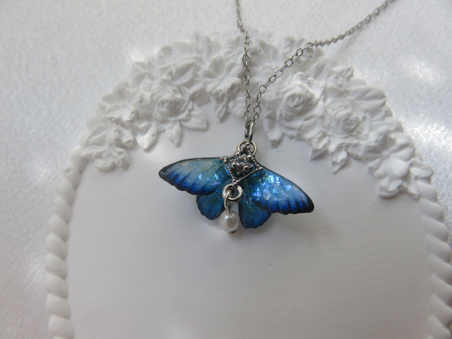 Iridescent Butterfly Pendant Necklace