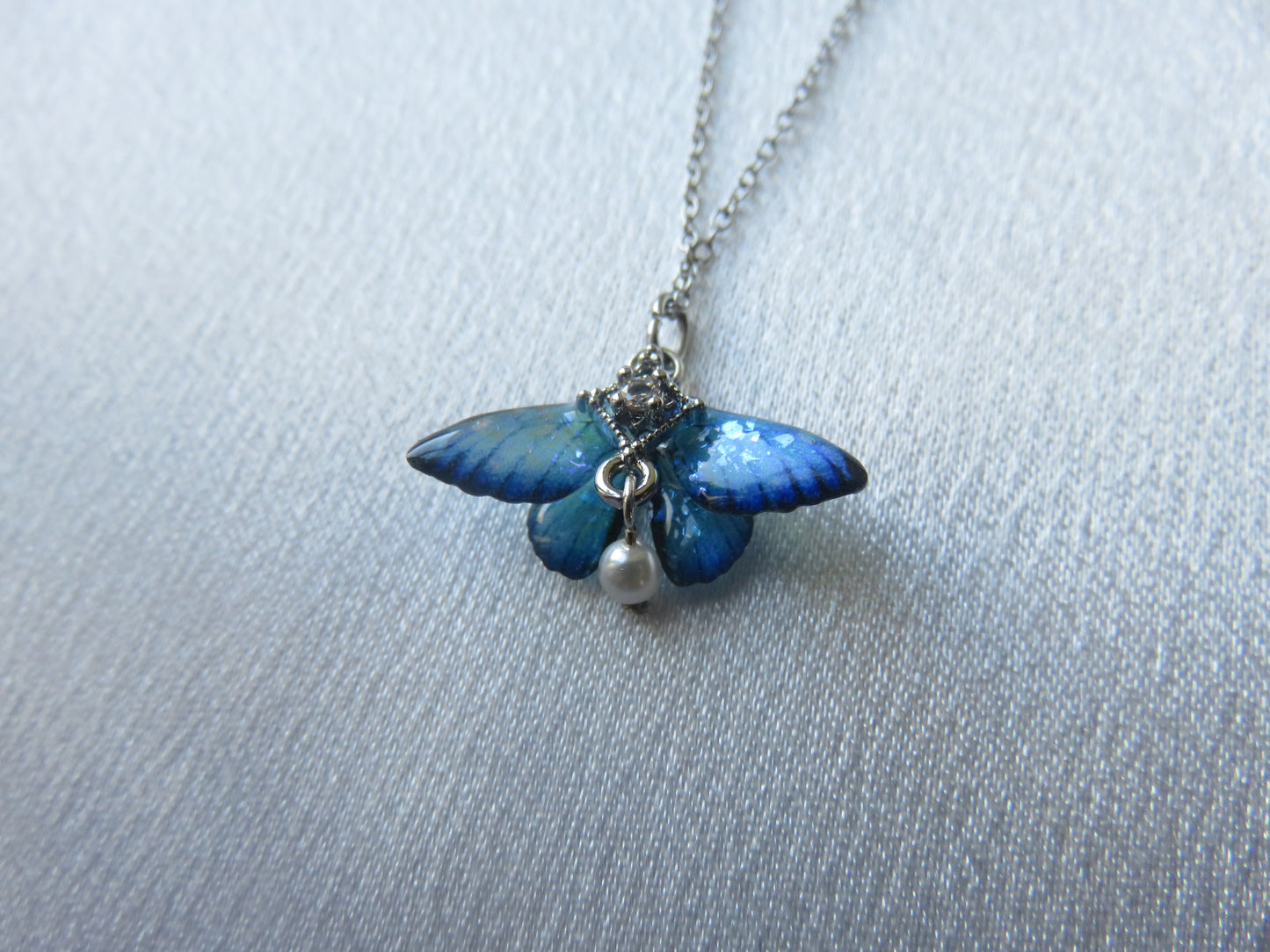 Iridescent Butterfly Pendant Necklace