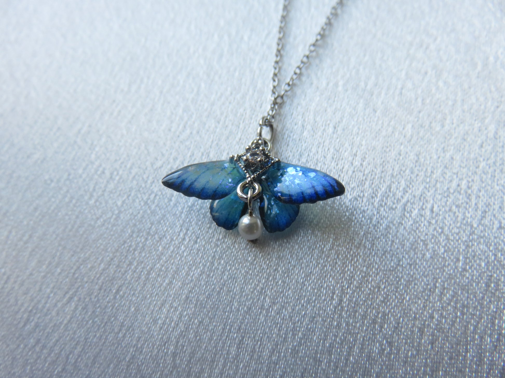 Iridescent Butterfly Pendant Necklace