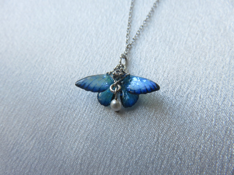 Iridescent Butterfly Pendant Necklace