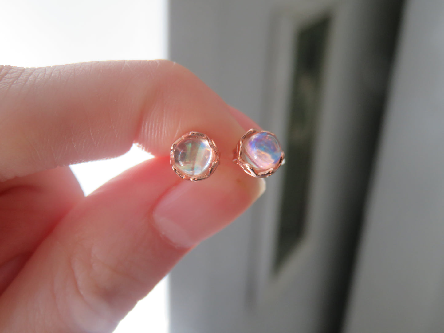 Moonglow Rose-Gold Stud Earrings
