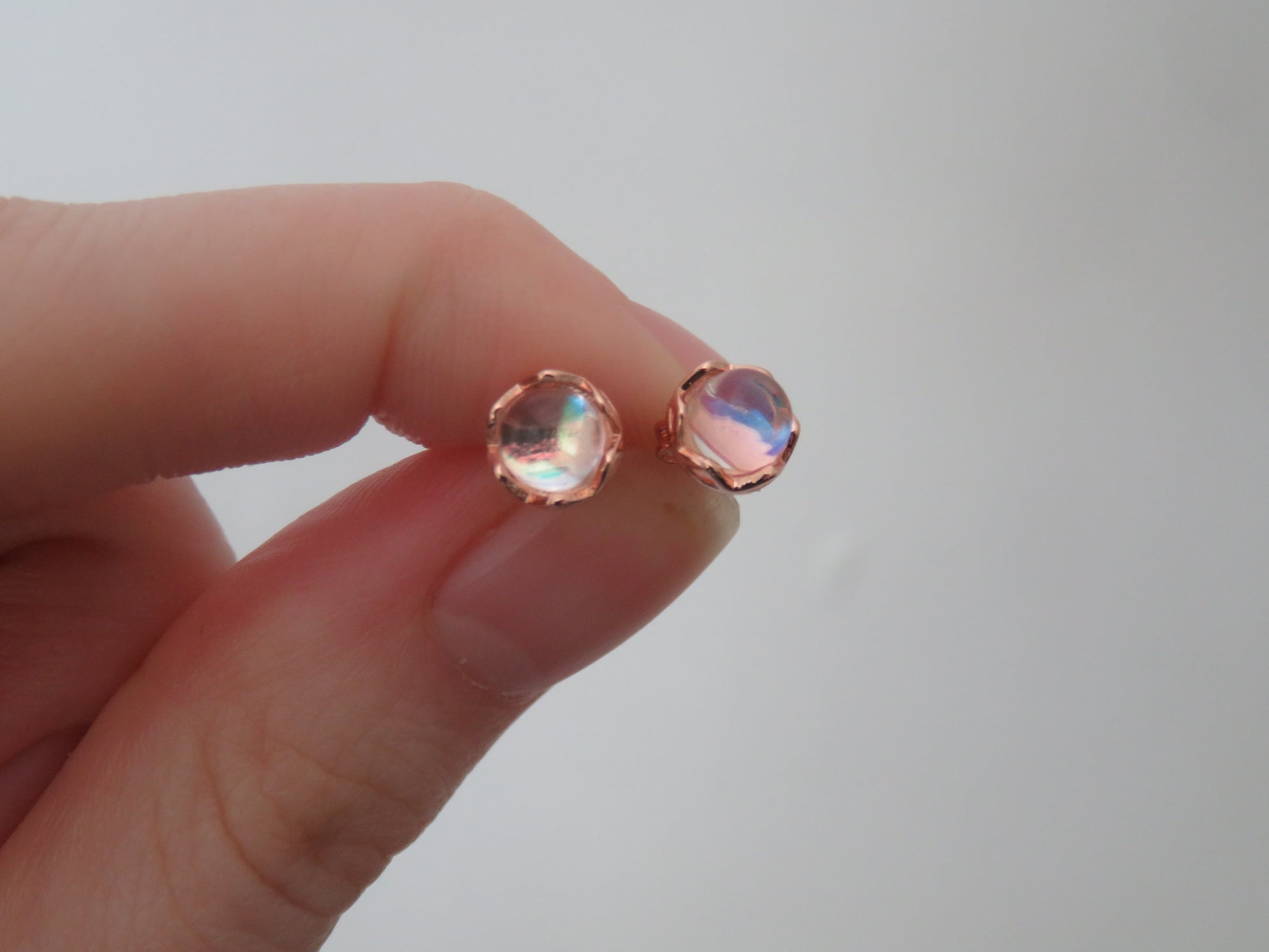 Moonglow Rose-Gold Stud Earrings