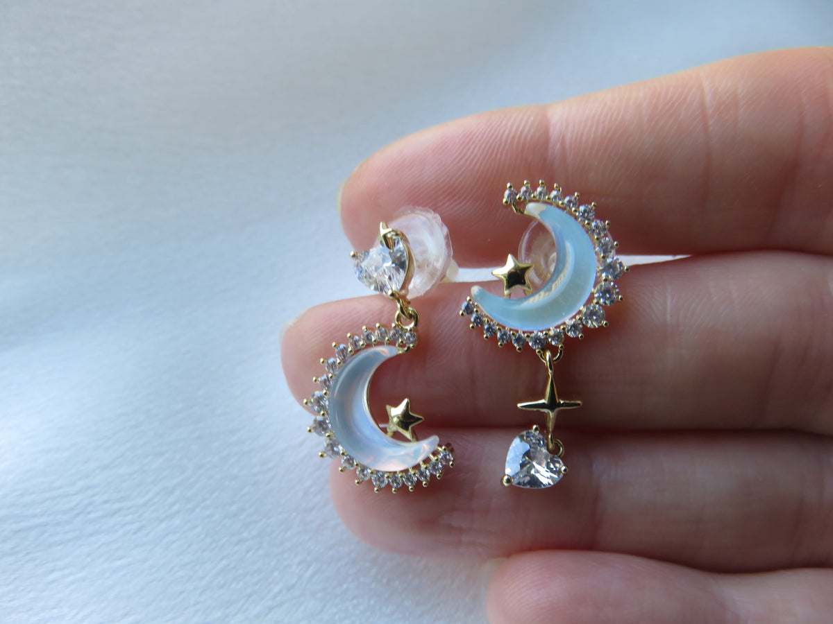 Gold Moon & Star Earrings — view 7