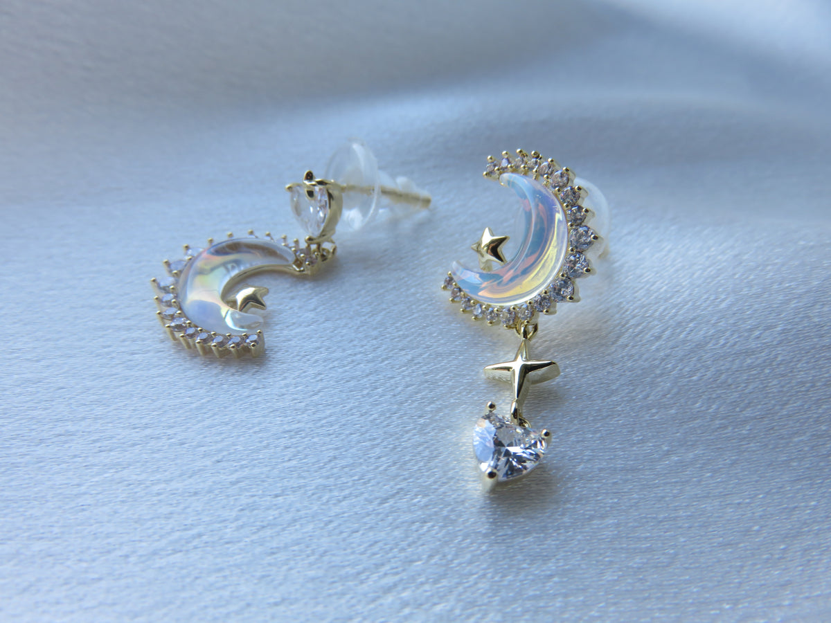 Gold Moon & Star Earrings — view 5