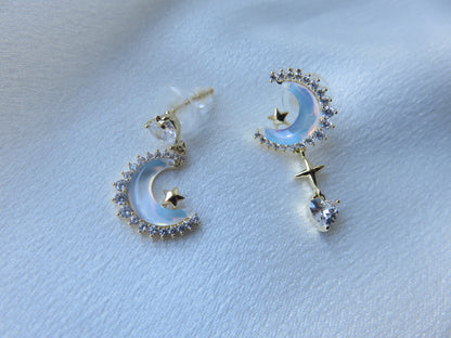 Celestial Moon & Star Stud Earrings