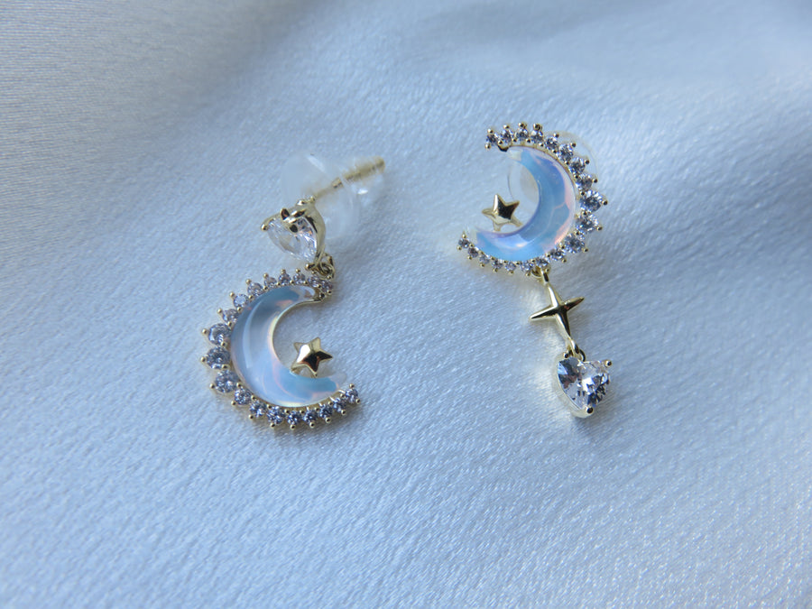 Celestial Moon & Star Stud Earrings