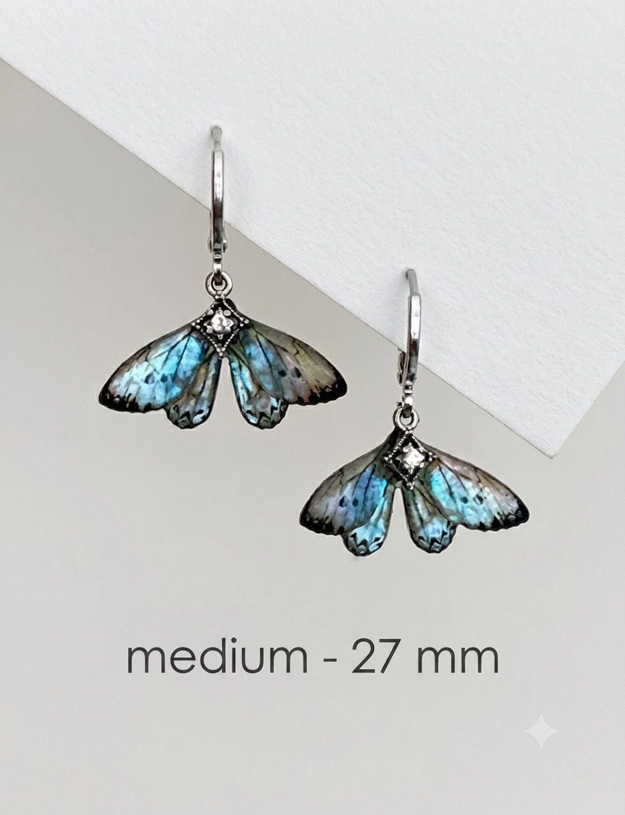 Iridescent Moonstone Butterfly Earrings — view 9
