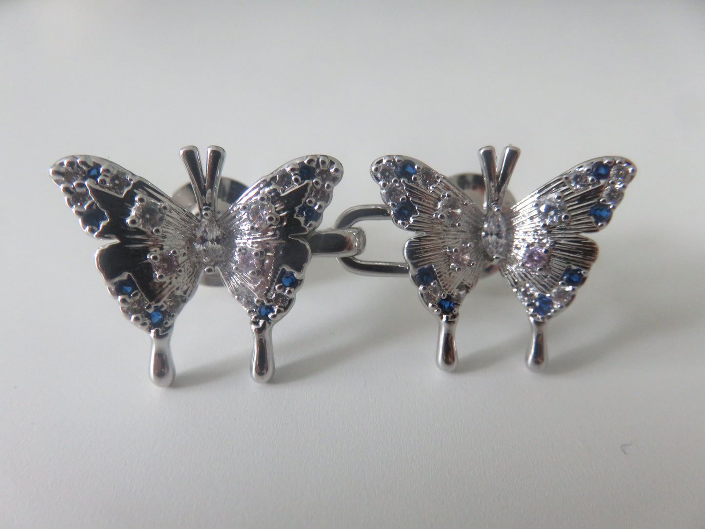 Rhinestone Silver Butterfly Waist Buttons