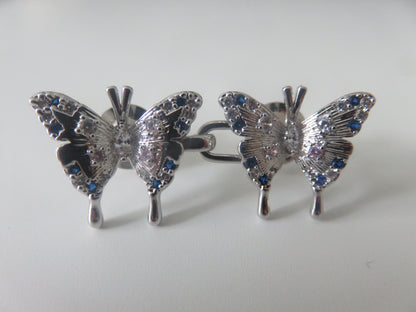 Rhinestone Silver Butterfly Waist Buttons