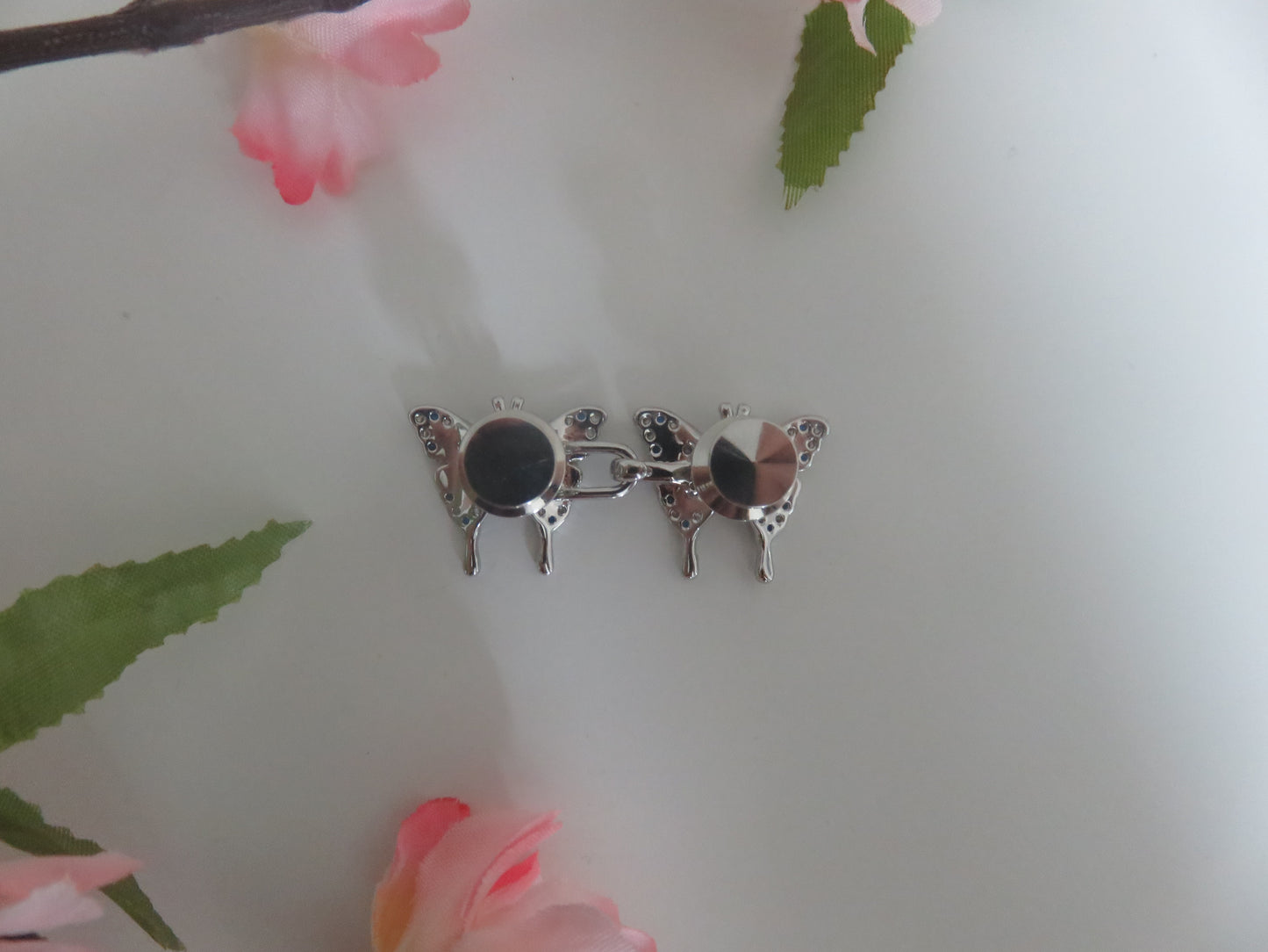 Rhinestone Silver Butterfly Waist Buttons