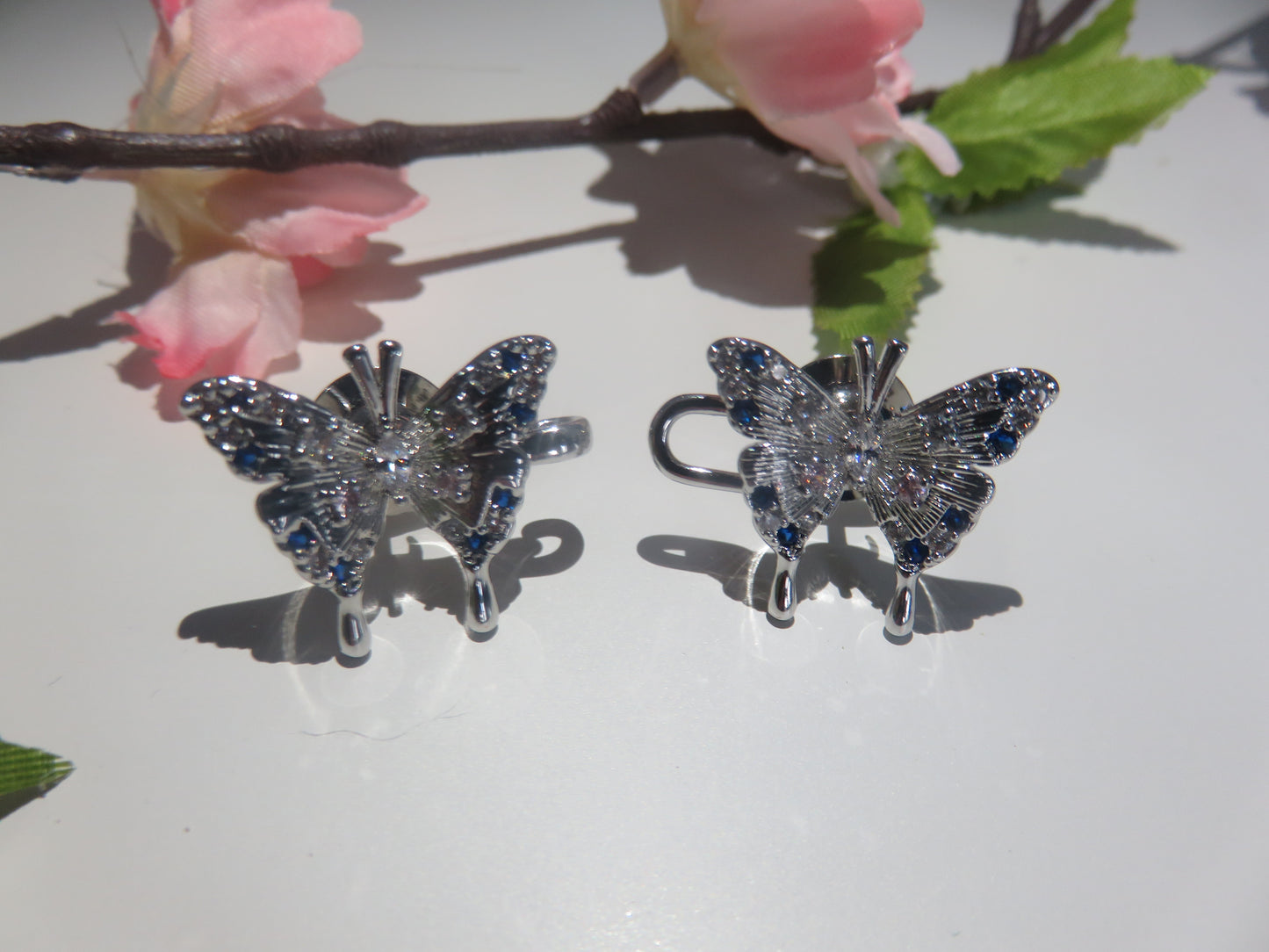 Rhinestone Silver Butterfly Waist Buttons