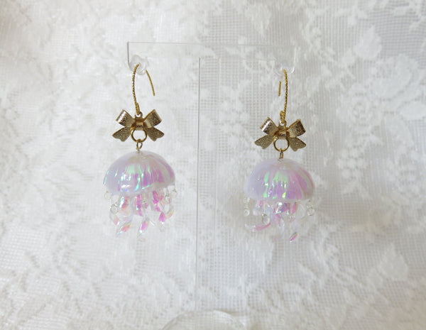 Small Iridescent Jellyfish Earrings