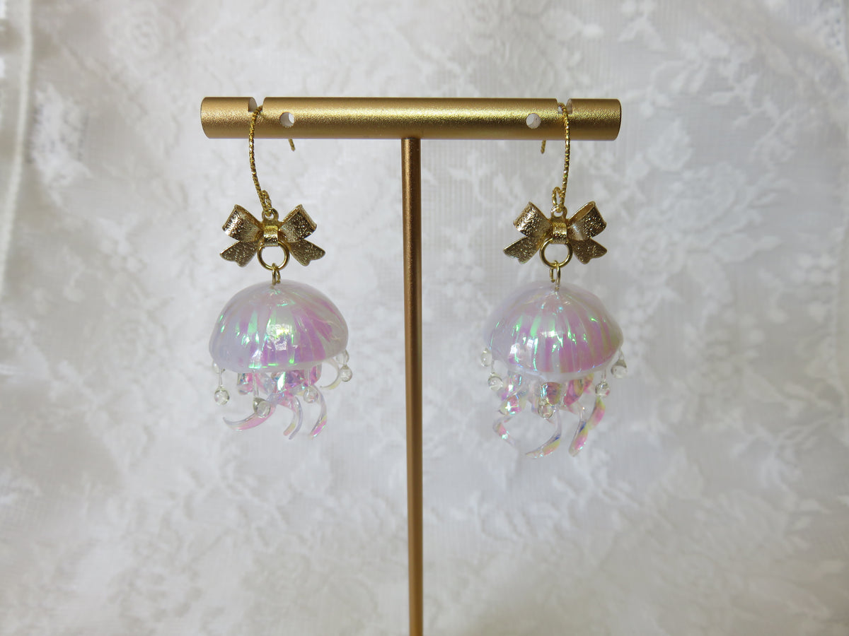 Small Iridescent Jellyfish Earrings — view 8
