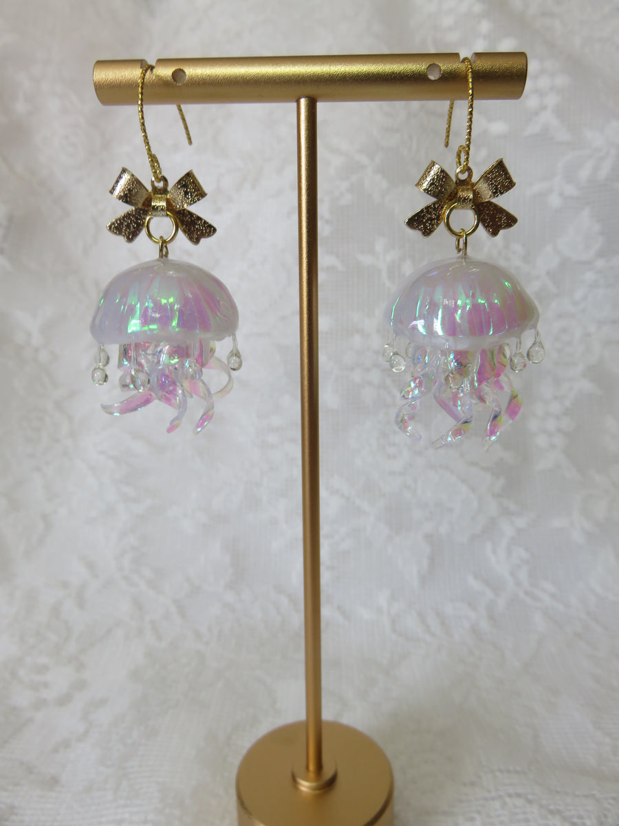 Small Iridescent Jellyfish Earrings