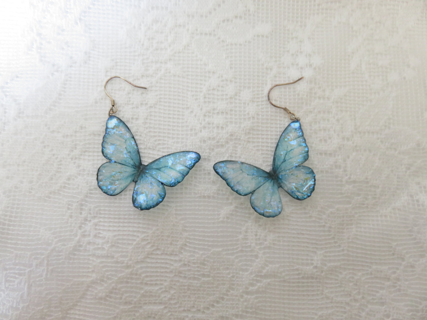 Light Blue Butterfly Dangle Earrings