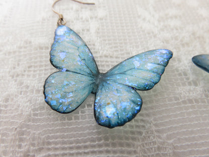 Light Blue Butterfly Dangle Earrings