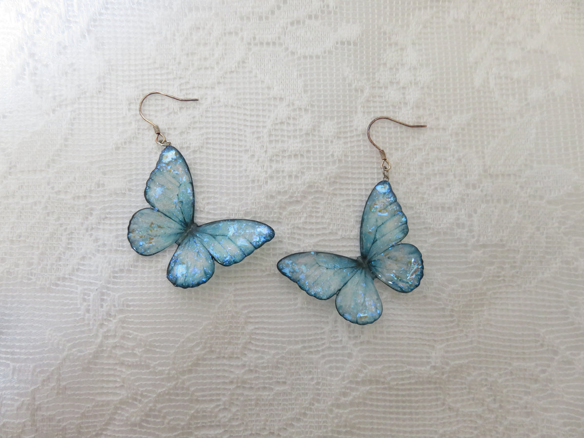Light Blue Butterfly Dangle Earrings — view 5