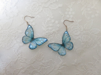 Light Blue Butterfly Dangle Earrings