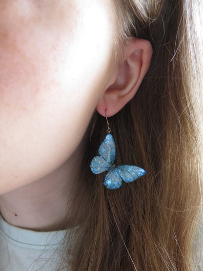 Light Blue Butterfly Dangle Earrings