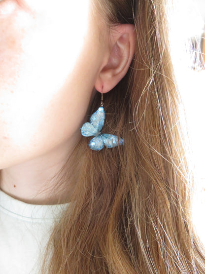 Light Blue Butterfly Dangle Earrings