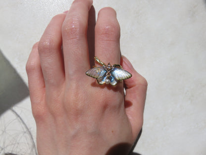 Gold Iridescent Moth Ring
